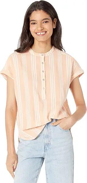 Faherty Dream Cotton Desmond Top (Sepia Neutral Stripe) Women's Clothing Cover