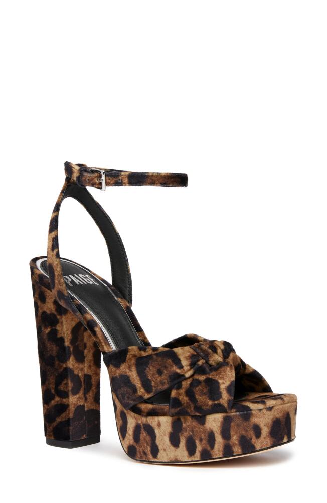 PAIGE Carter Ankle Strap Peep Toe Platform Sandal in Beige Leopard Cover