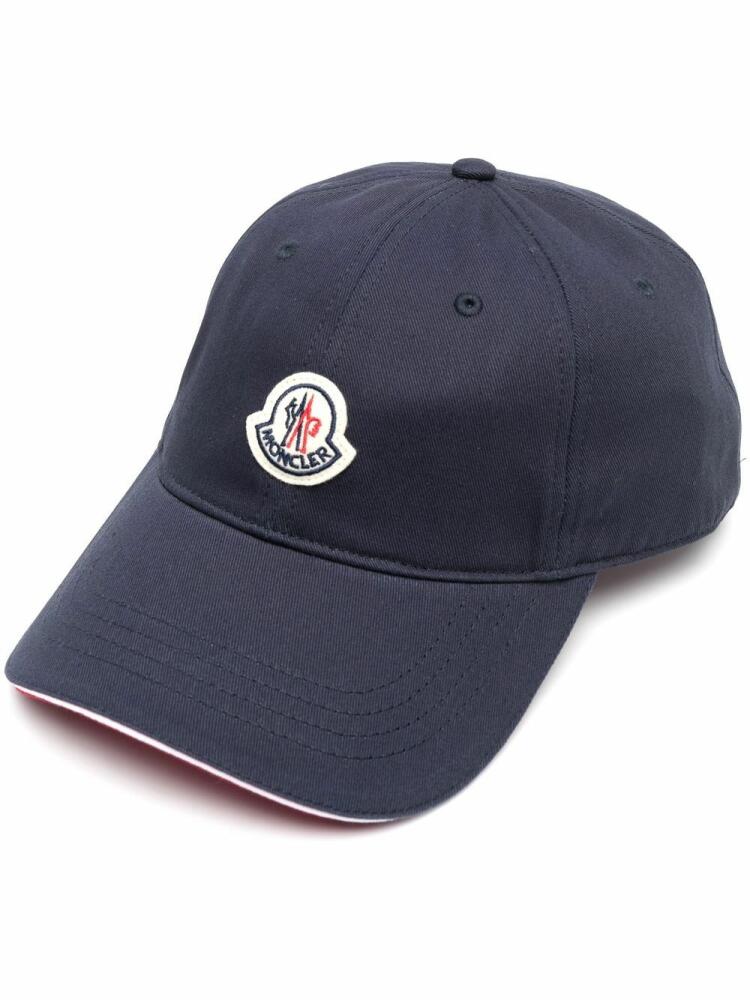 Moncler logo-patch cotton baseball cap - Blue Cover