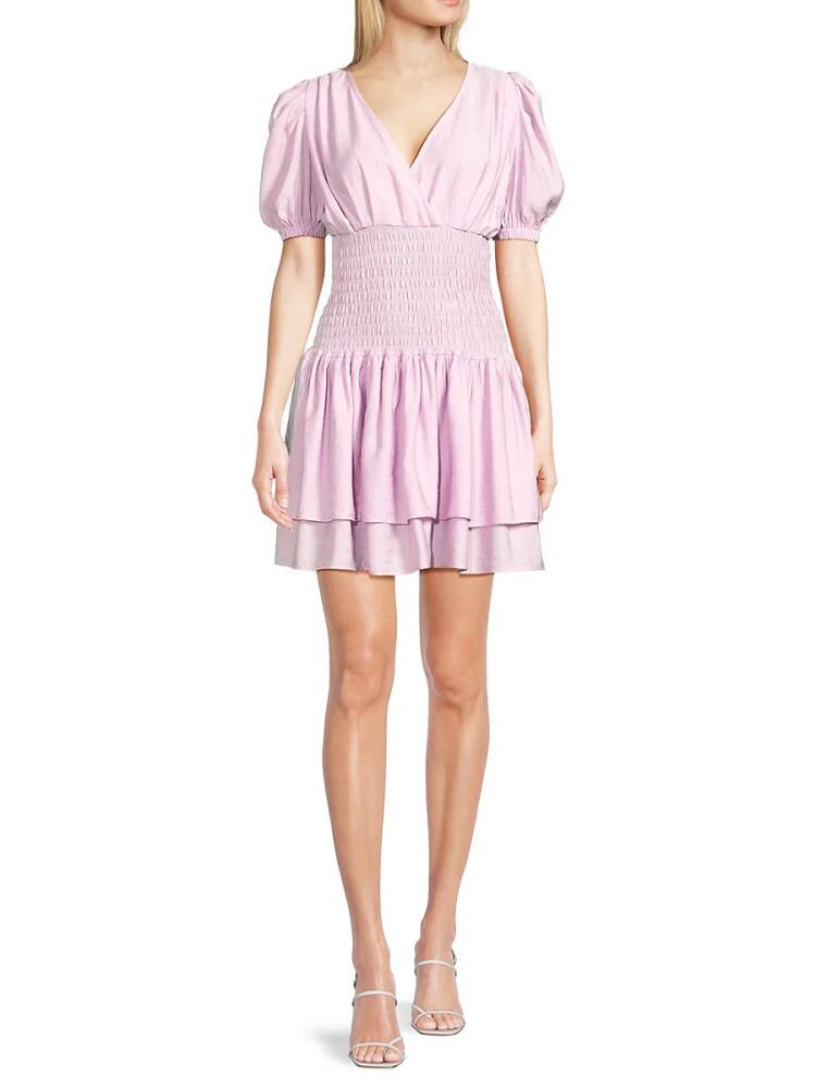 Lea & Viola Women's Smock Tiered Mini Dress - Pink Cover