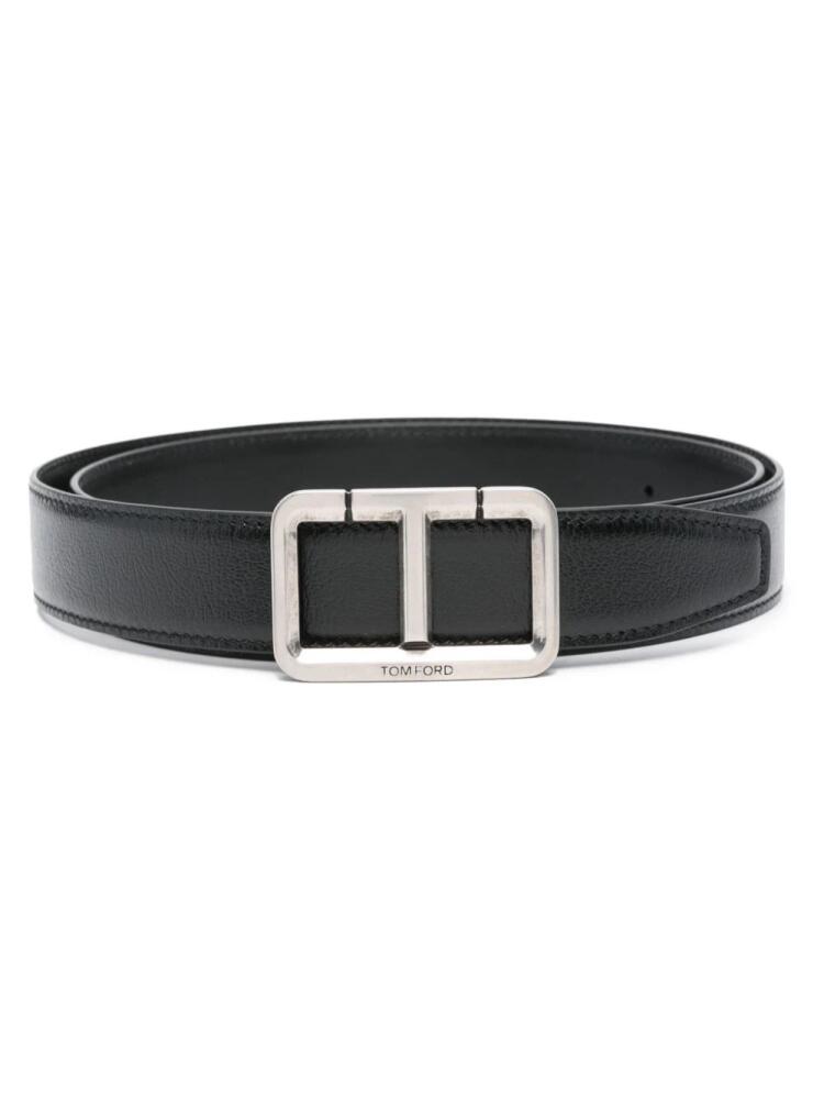 TOM FORD logo-buckle leather belt - Black Cover