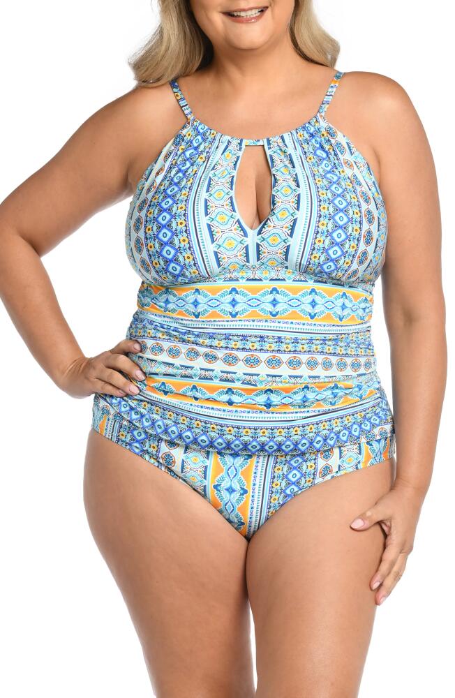 La Blanca Scarf Keyhole Tankini Top in Ice Blue Cover