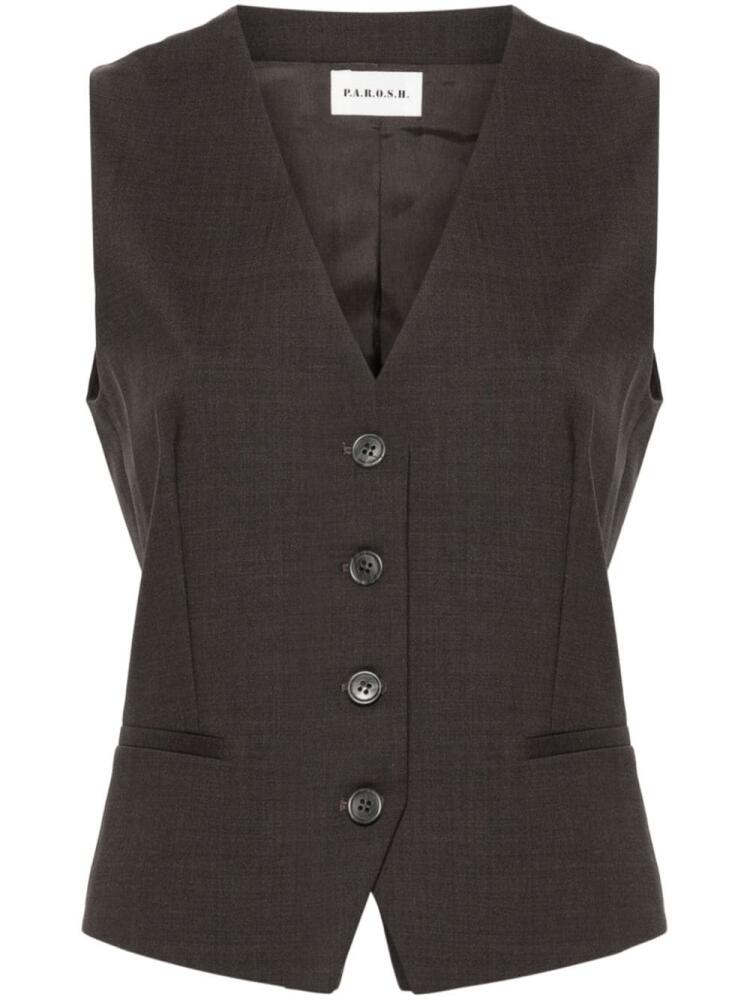 P.A.R.O.S.H. single-breasted waistcoat - Brown Cover