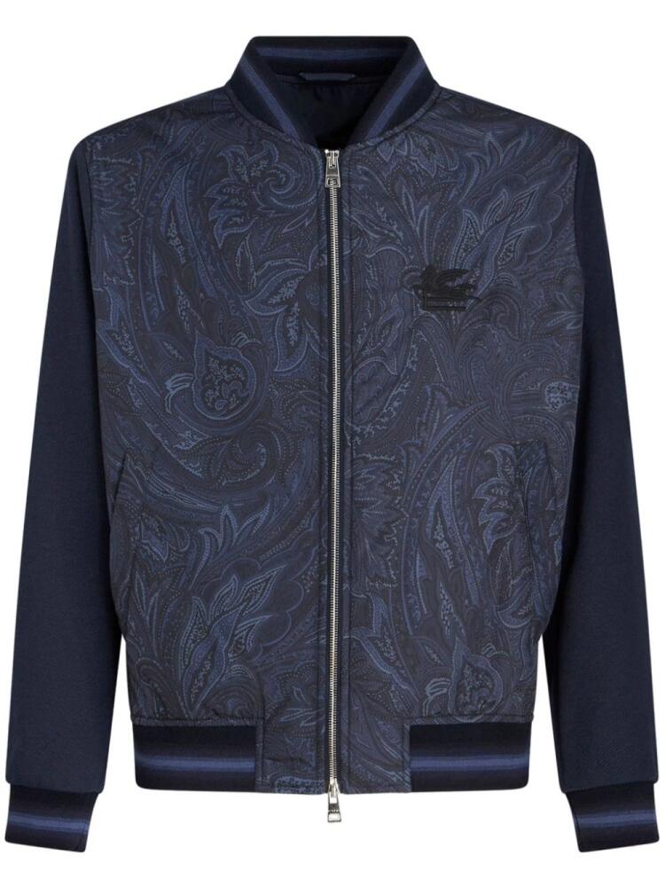 ETRO logo-embroidered paisley-print bomber jacket - Blue Cover