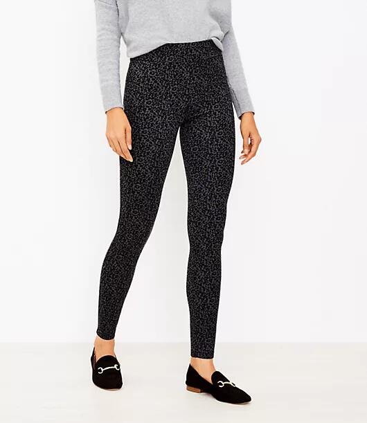 Loft Petite Leopard Print Ponte Leggings Cover