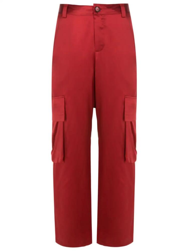 Uma | Raquel Davidowicz straight-leg silk cargo trousers - Red Cover