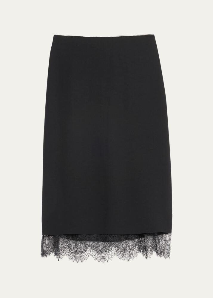 Vince Lace Paneled Straight Midi Skirt Cover