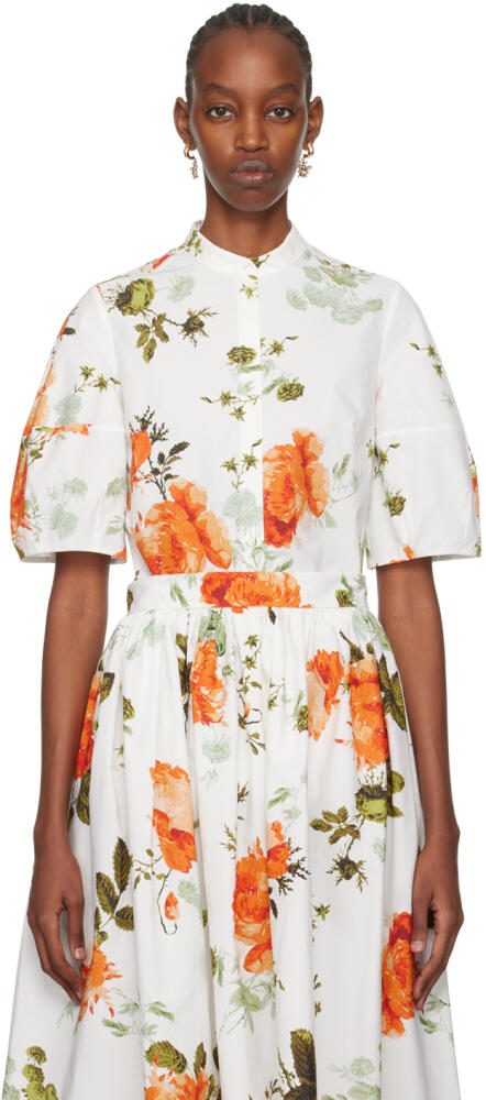 Erdem White Volume Blouse Cover