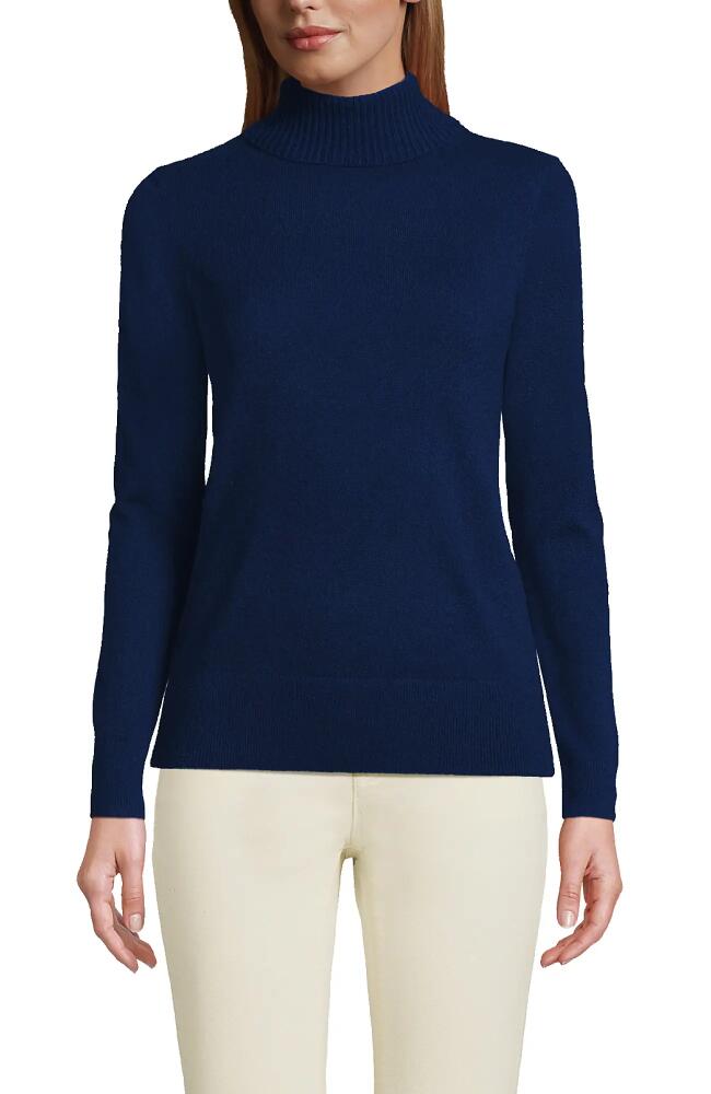 Lands' End Cashmere Turtleneck Sweater in Deep Sea Navy Cover