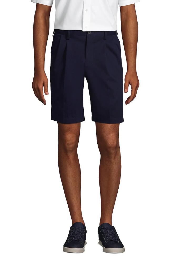 Lands' End Comfort Waist Pleated 9" No Iron Chino Shorts in Radiant Navy Cover