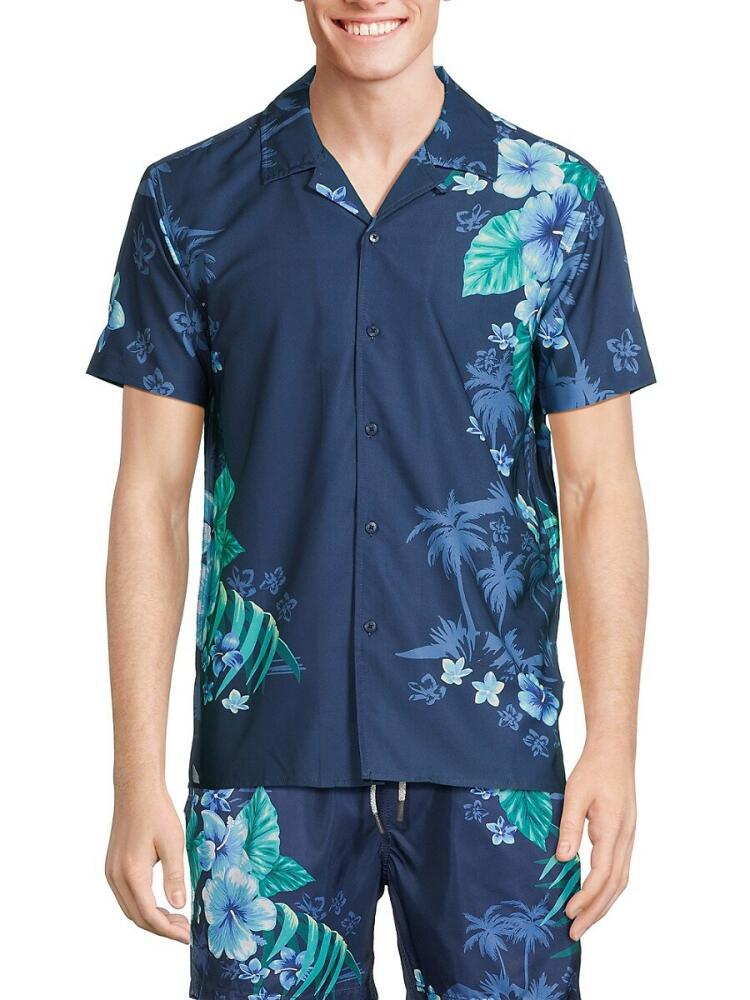 Vintage Summer Men's Tropical Camp Shirt - Navy Cover