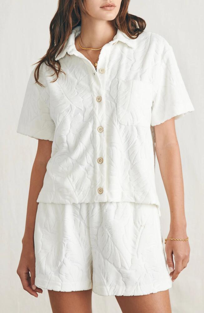 Faherty Cabana Leaf Jacquard French Terry Button-Up Shirt in Tropic Fern Cover