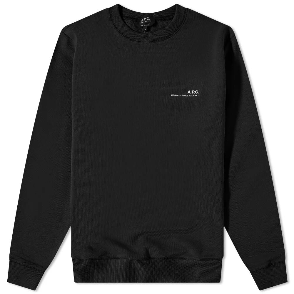 A.P.C. Men's Item Logo Crew Sweat in Black Cover