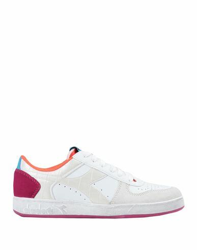 Diadora Magic Basket Low Croco Wn Woman Sneakers White Soft Leather, Textile fibers Cover