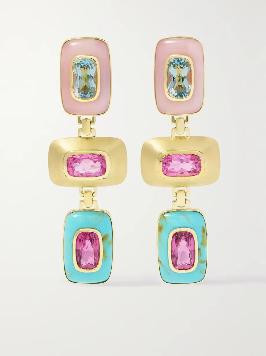 Emily P. Wheeler - Bernadette Patchwork 18-karat Gold Multi-stone Earrings - Pink Cover