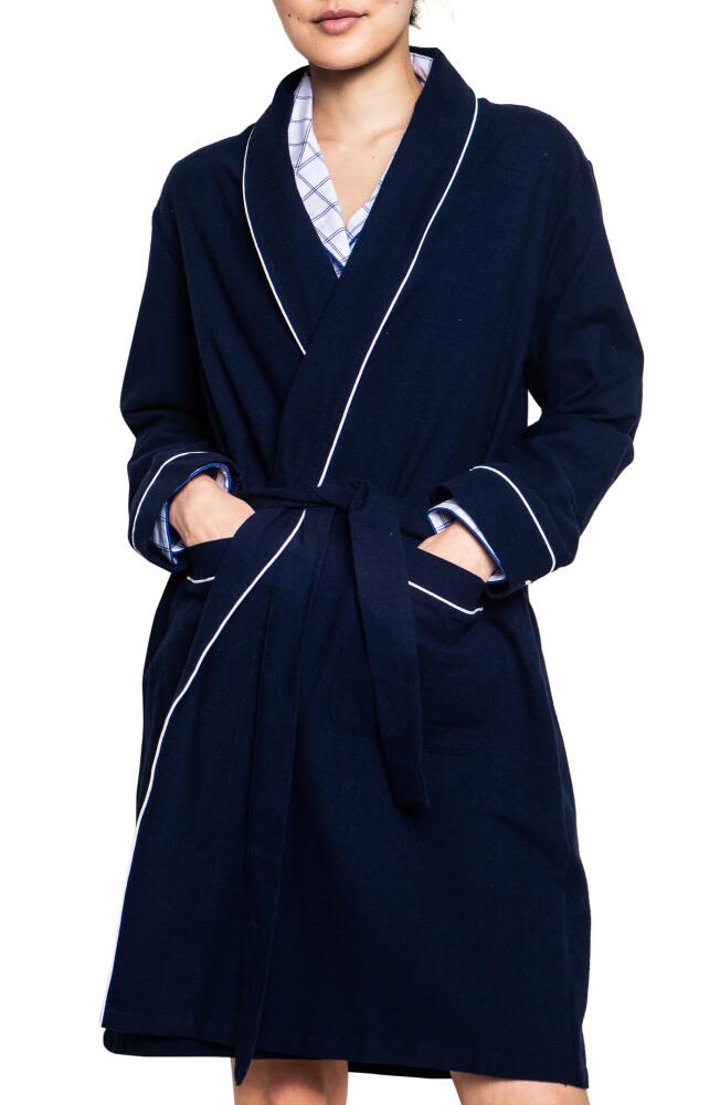 Petite Plume Cotton Flannel Robe in Navy Cover