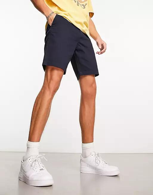 New Look straight chino shorts in navy Cover