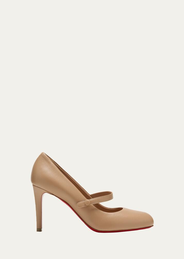 Christian Louboutin Leather Mary Jane Red Sole Pumps Cover