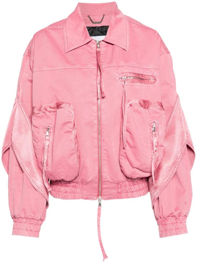 Blumarine satin-inserts bomber jacket - Pink Cover