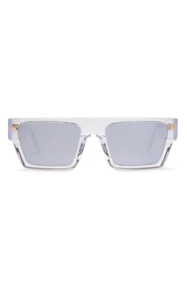 DEZI x Monet Slick 55mm Square Sunglasses in Icy /Silver Chrome Cover