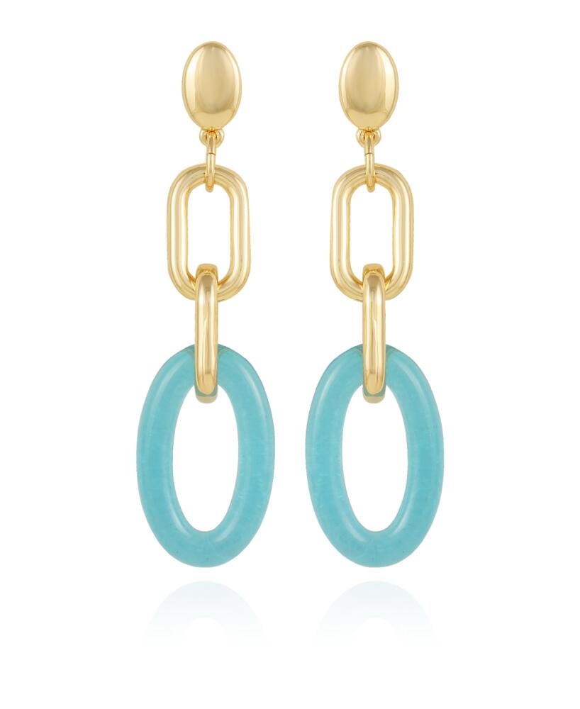 Vince Camuto Gold-Tone and Blue Interlocking Link Drop Earrings - Gold-Tone, Blue Cover