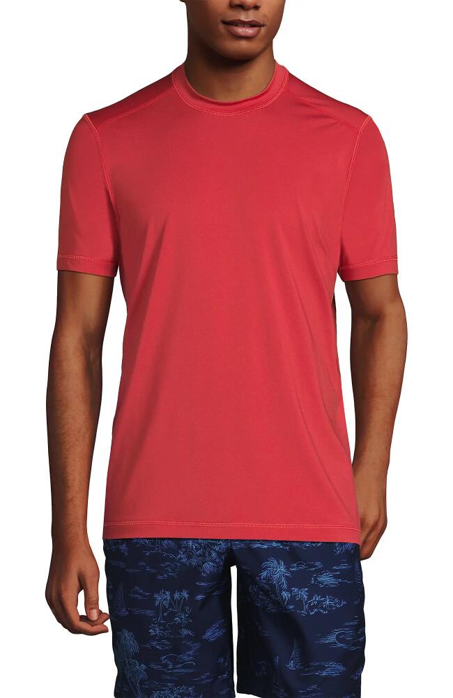 Lands' End Short Sleeve Swim Tee Rash Guard in Barn Red Cover