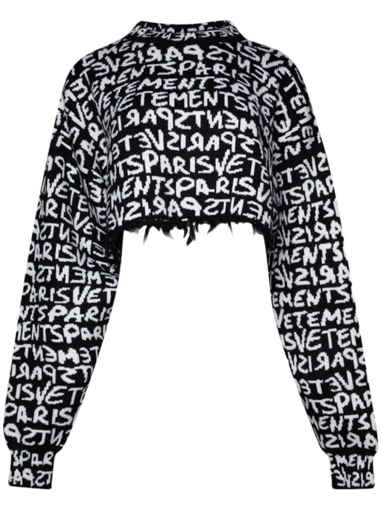 VETEMENTS Graffiti-logo intarsia-knit merino jumper - Black Cover