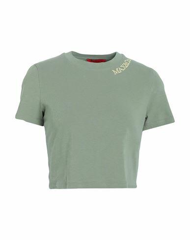 Max & co. Woman T-shirt Sage green Cotton, Elastane Cover