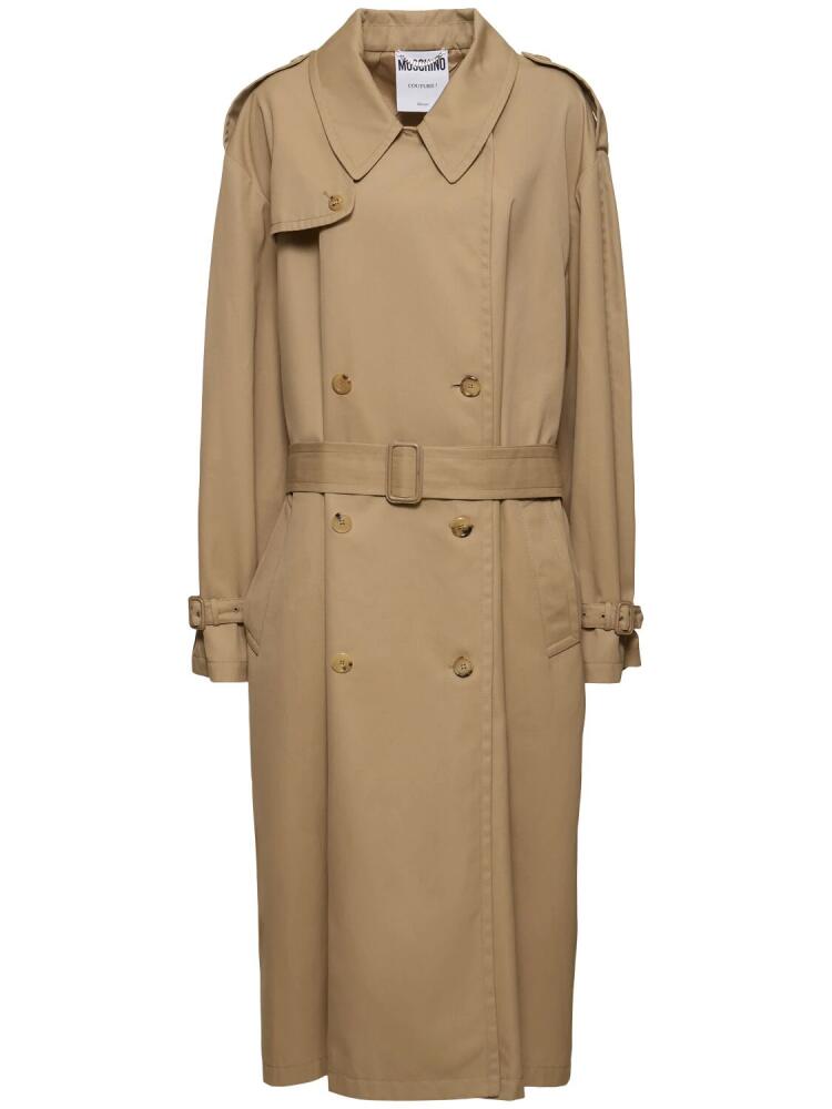 MOSCHINO Cotton Blend Gabardine Long Trench Coat Cover