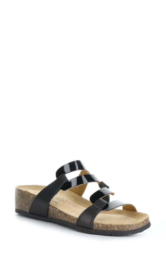 Bos. & Co. Luzzie Wedge Slide Sandal in Black Gaucho/patent Cover