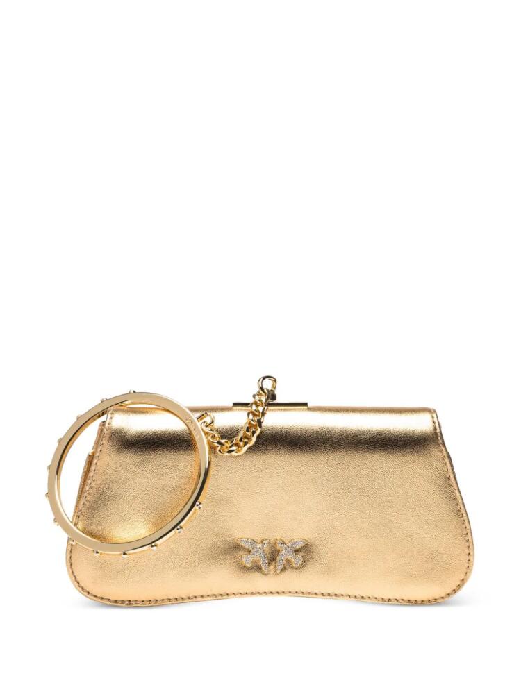 PINKO laminated-leather clutch bag - Gold Cover