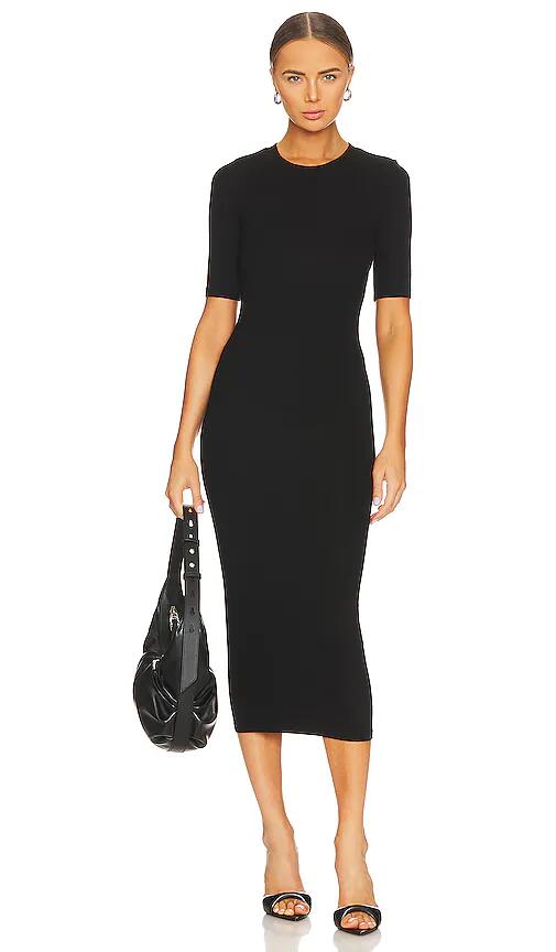 Enza Costa Half Sleeve Crew Midi Dress in Black Cover