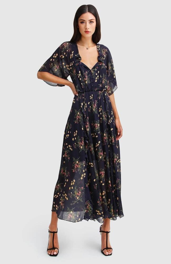 Belle & Bloom Amour Amour Ruffled Midi Dress in Navy Cover