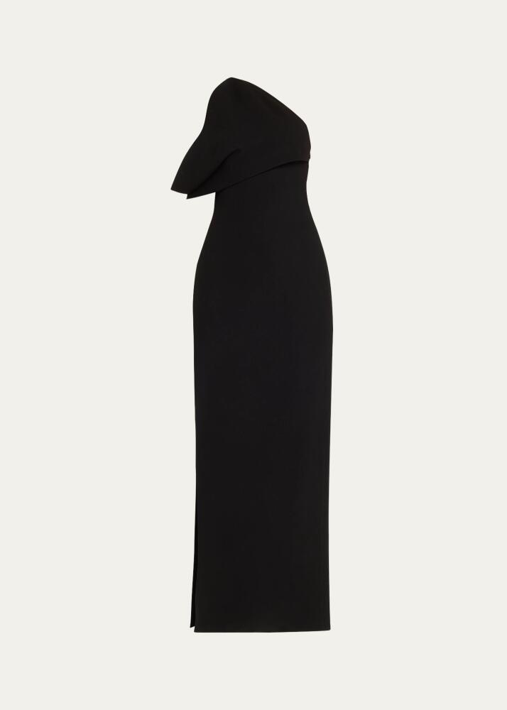 Brandon Maxwell The Romee Draped One-Shoulder Column Gown Cover