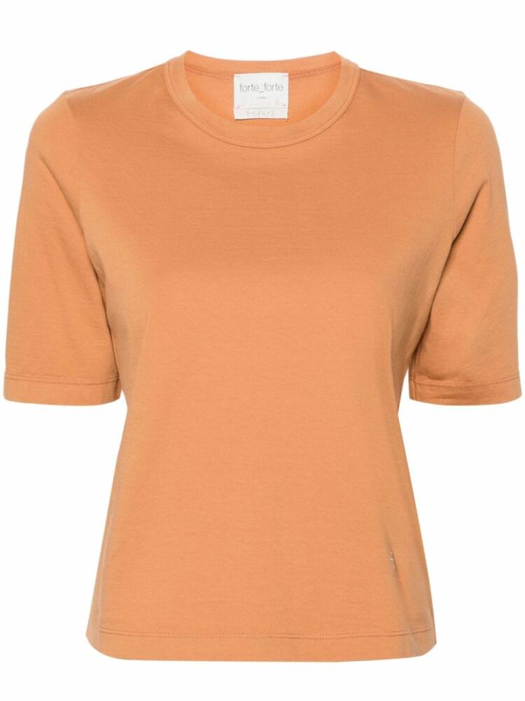 Forte Forte logo-embroidered organic cotton T-shirt - Orange Cover