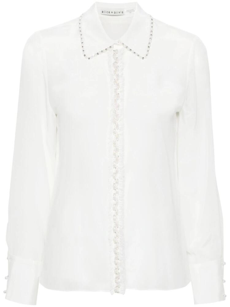 alice + olivia Willa beaded silk top - White Cover