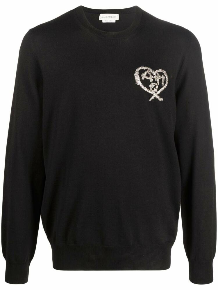 Alexander McQueen logo-embroidered wool jumper - Black Cover