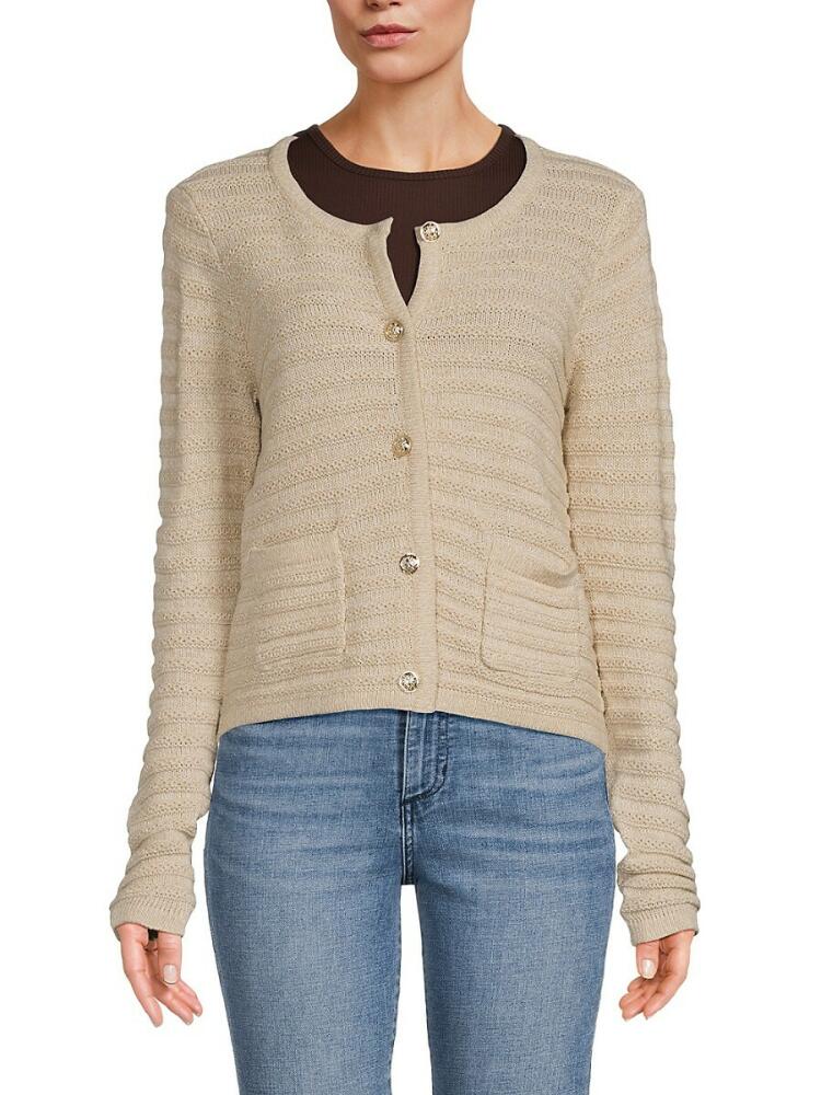 NANETTE nanette lepore Women's Ribbed Knit Cardigan - Warm Sand Cover