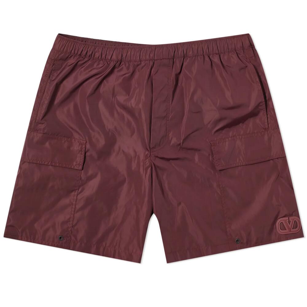 Valentino Men's Icon Logo Swim Shorts in Bordeux Cover