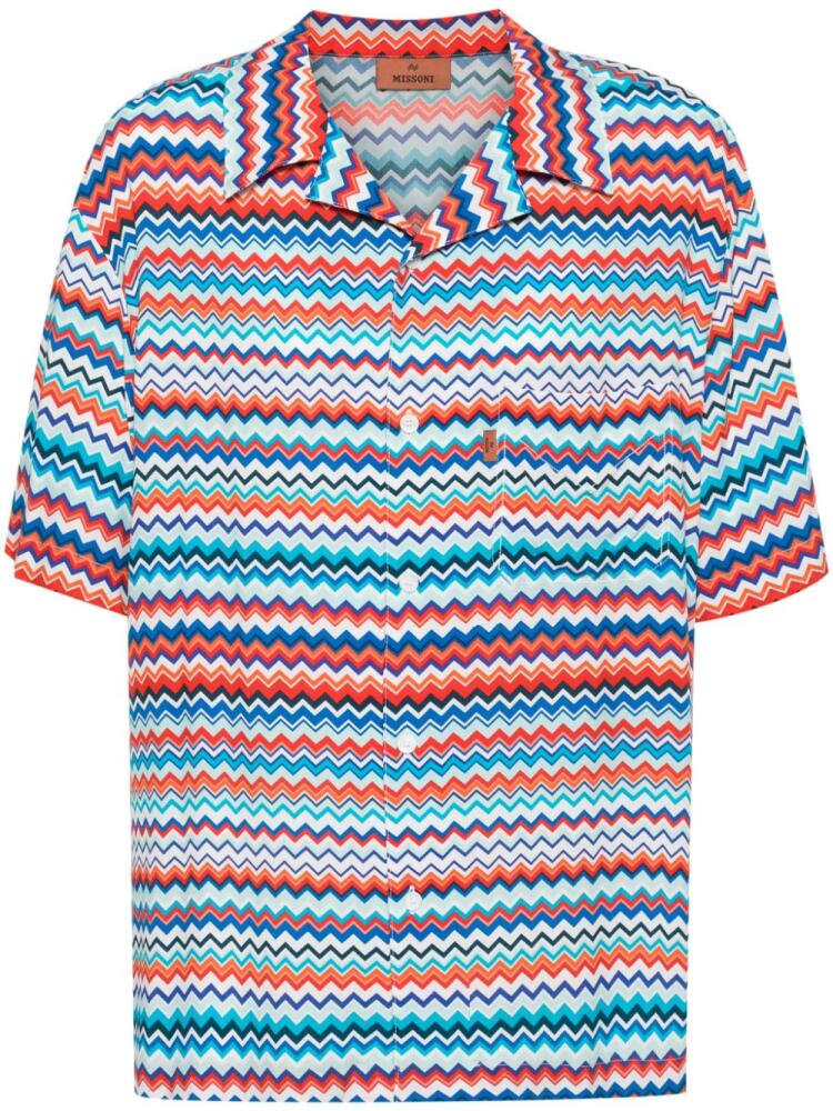 Missoni zigzag-print bowling shirt - Blue Cover