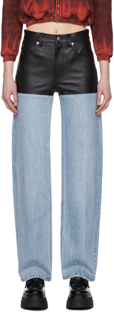 Alexander Wang Blue Stacked Leather Pants Cover