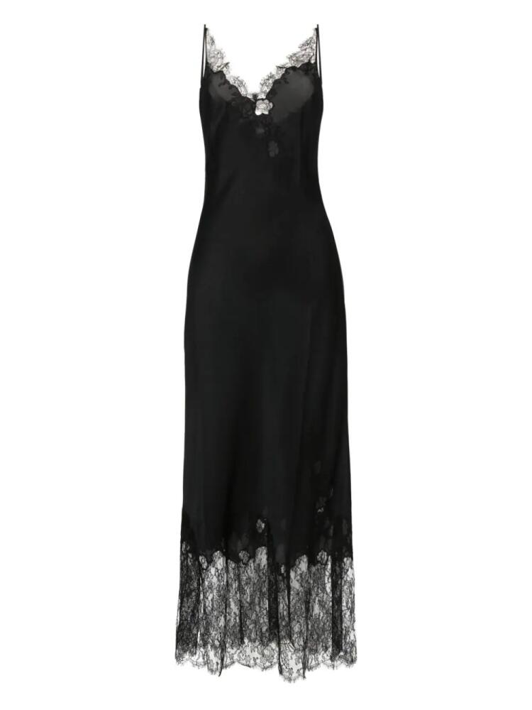 Carine Gilson lace-trim silk long nightdress - Black Cover