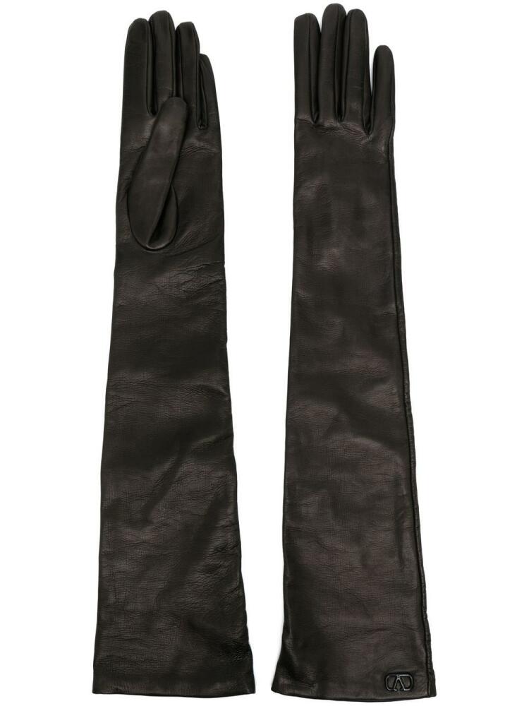 Valentino Garavani VLogo plaque lambskin gloves - Black Cover