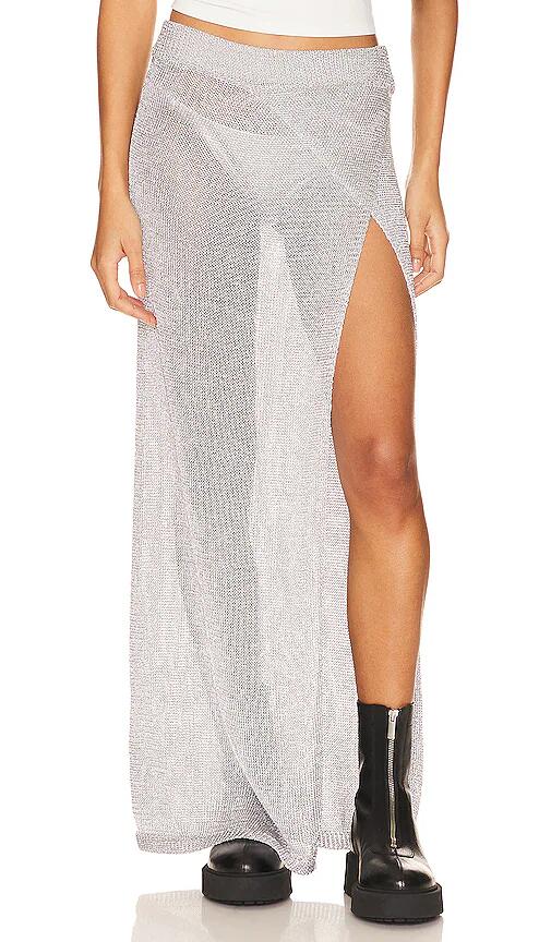 superdown Keva Wrap Maxi Skirt in Metallic Silver Cover