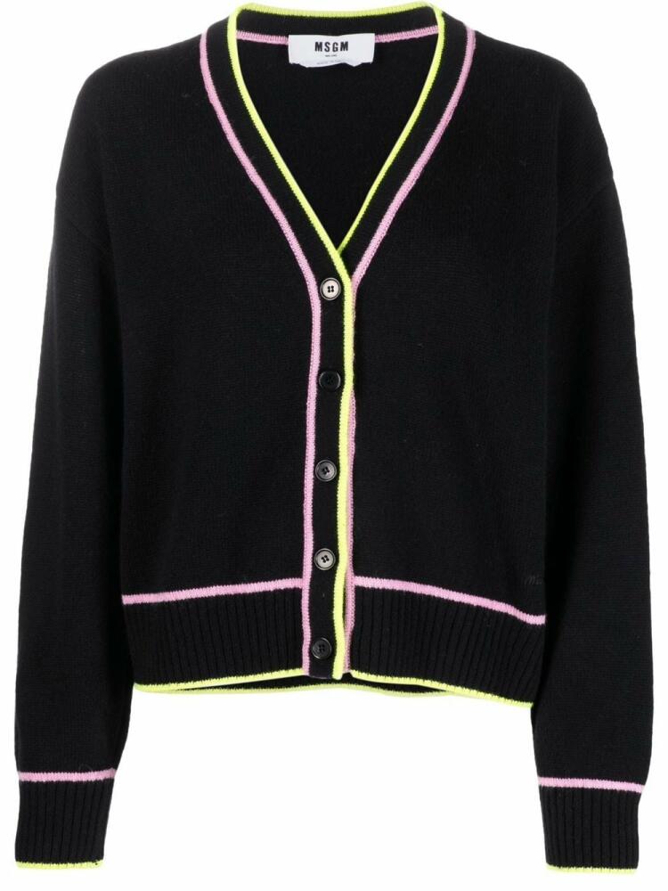 MSGM contrast-trim V-neck cardigan - Black Cover