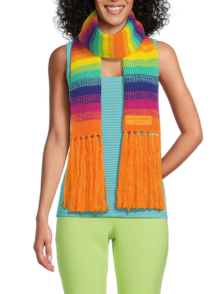 Kurt Geiger London Women's Rainbow Stripe Fringe Scarf - Rainbow Cover