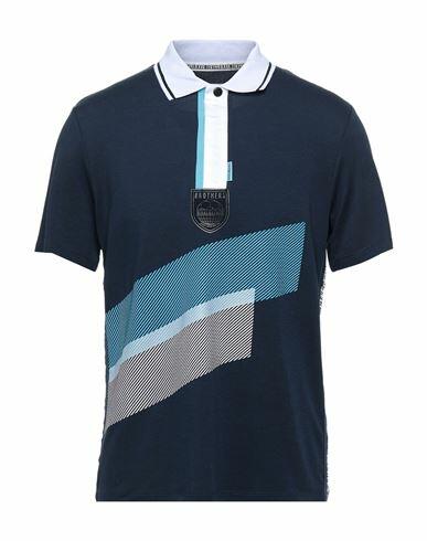 Bikkembergs Man Polo shirt Midnight blue Cotton, Elastane, Polyester Cover