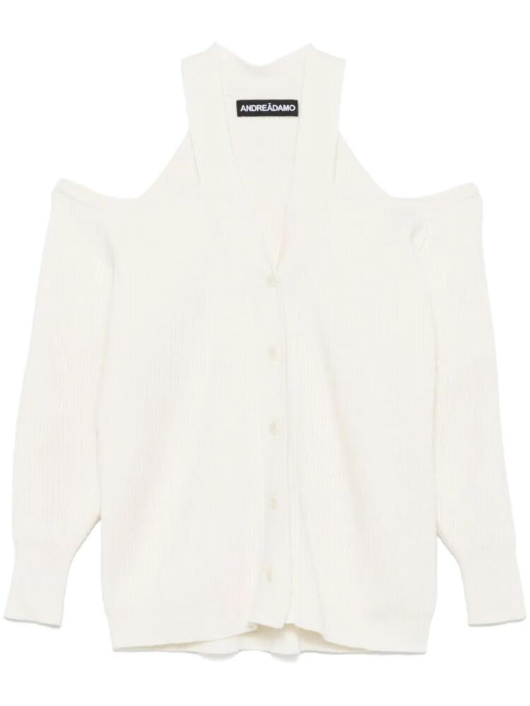 ANDREĀDAMO ribbed cut-out cardigan - White Cover