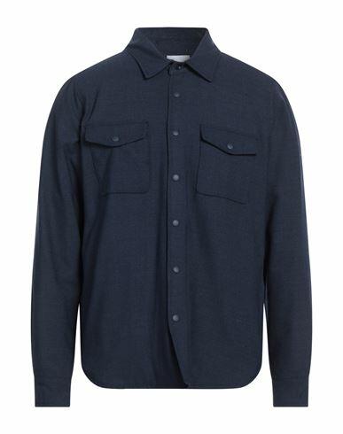 Aspesi Man Shirt Navy blue Wool, Polyester, Elastane Cover