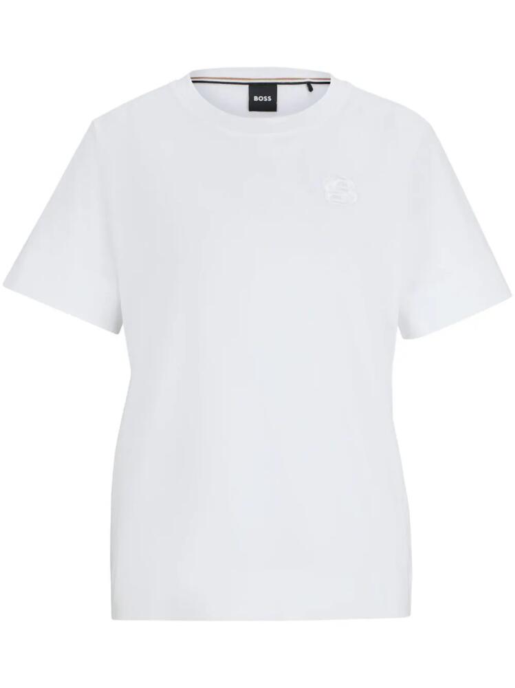 BOSS logo-embroidered T-shirt - White Cover